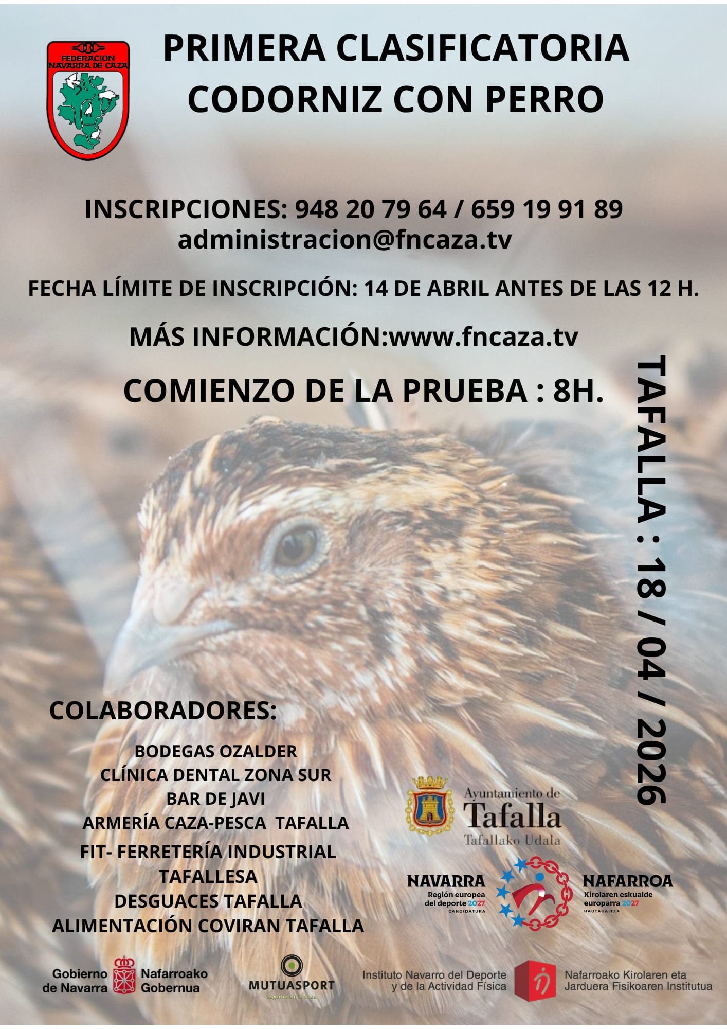 PRIMERA CLASIFICATORIA CODORNIZ CON PERRO TAFALLA 18-04-26